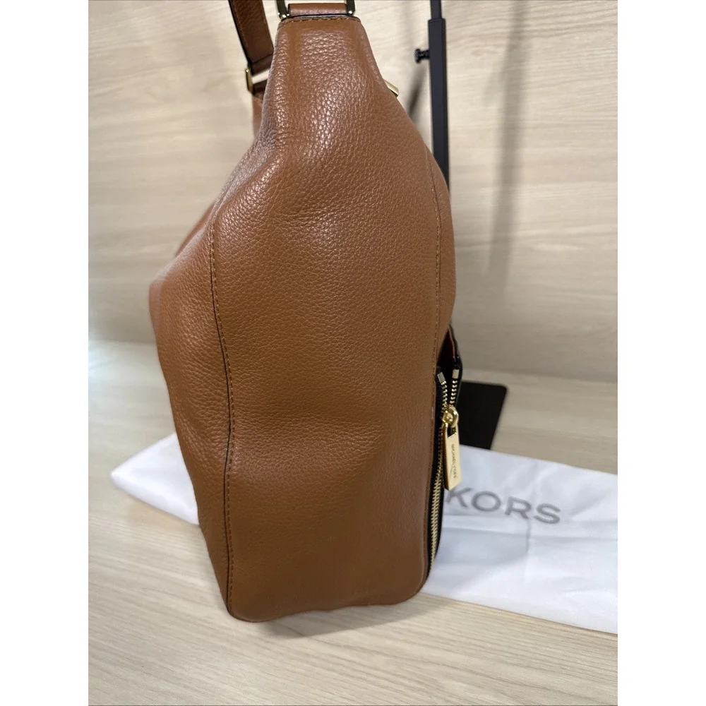 Michael Kors Addie Large Logo Hobo Shoulder Bag Two Tone Black & Brown‎